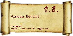 Vincze Berill névjegykártya